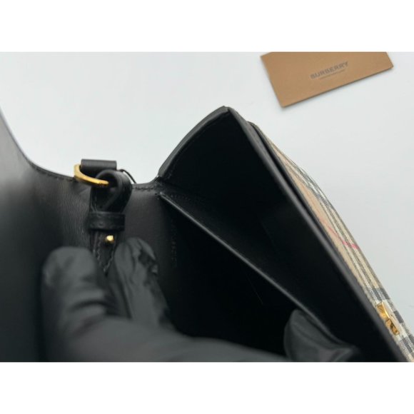 Burberry Hampshire Canvas Compact Leather Check Pattern Shoulder/Crossbody Bag A - Picture 6 of 16